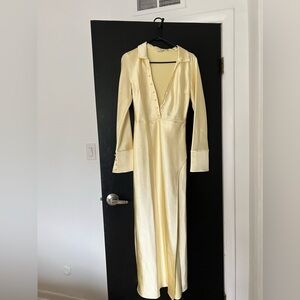 Meshki Satin Collared Maxi Dress - Butter